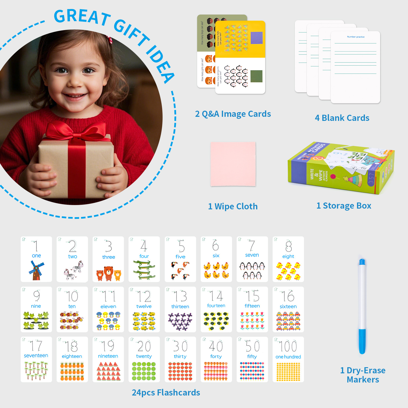 Early childhood education letter recognition flashcards, writing practice, dry erasing design, double-sided reusable educational toy