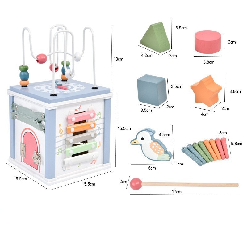 Multifunctional 10-in-1 Educational Toy Treasure Chest for Kids: Includes Carrot Pulling, Bug Catching, Xylophone, Shape Sorting, Clock, and Bead Maze.