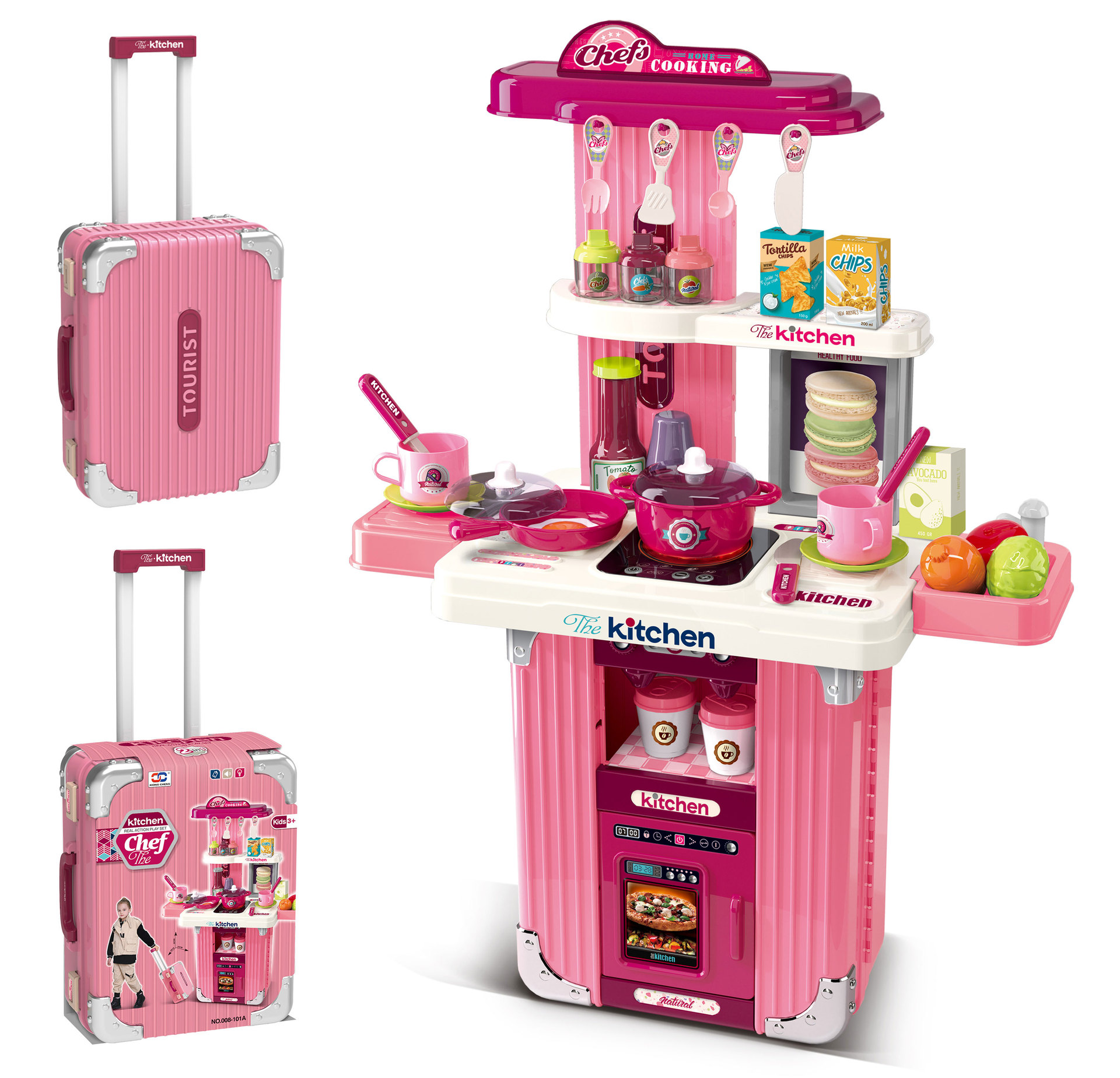 Children's Pretend Play Trolley Suitcase: Kitchen, Makeup, and Medical Tool Sets