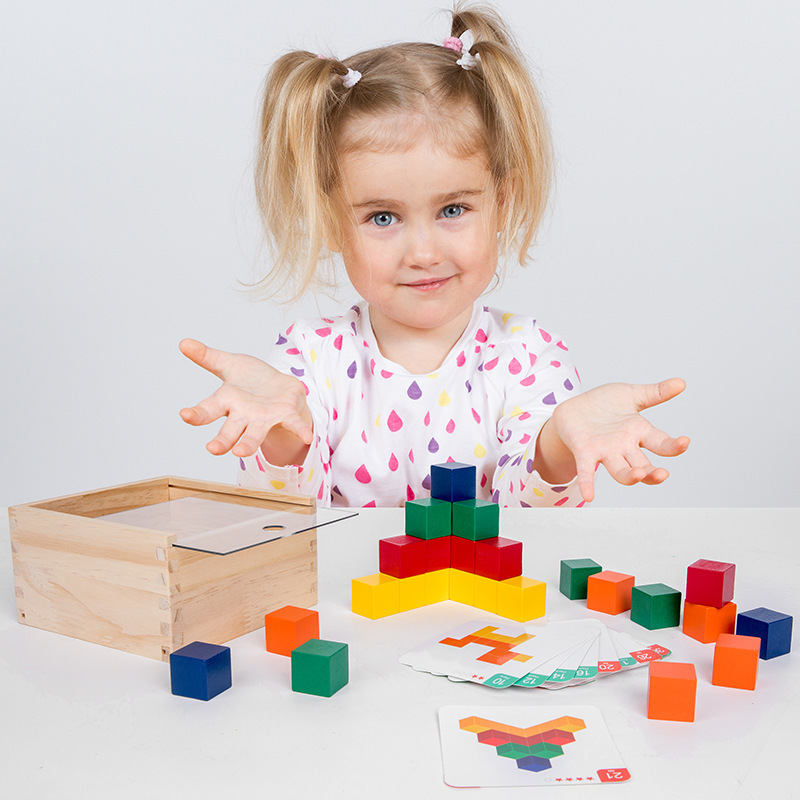 3D cube spatial reasoning building blocks for early childhood education, educational toys for children, wooden toys to enhance intelligence