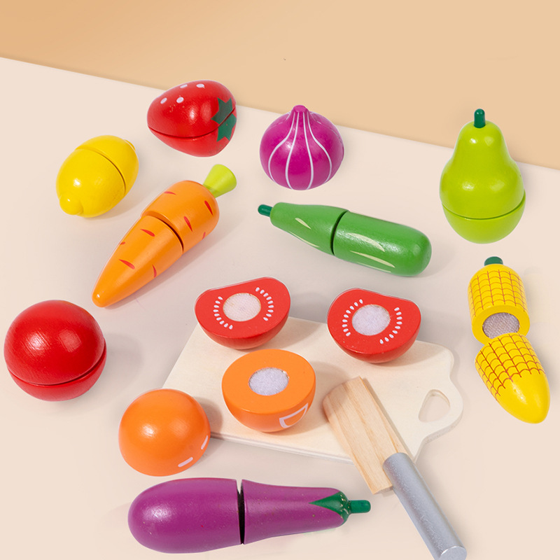 Bestselling CPC wooden simulation playhouse toy for infants and children, featuring fruits, vegetables, and kitchen cutting. It's an early education and educational toy.