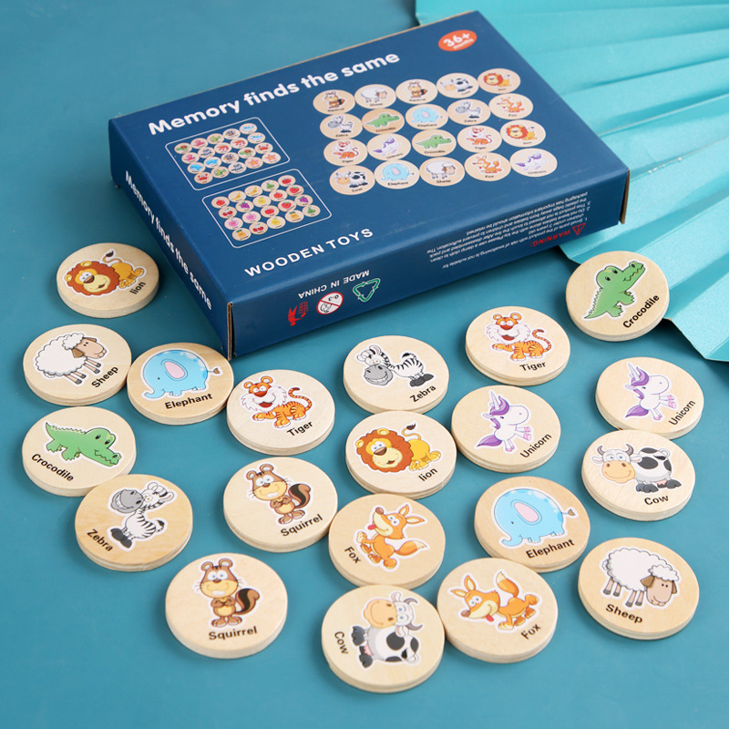 Find the same game p0.11 Early childhood education puzzle cartoon thinking memory chess concentration training wooden toy