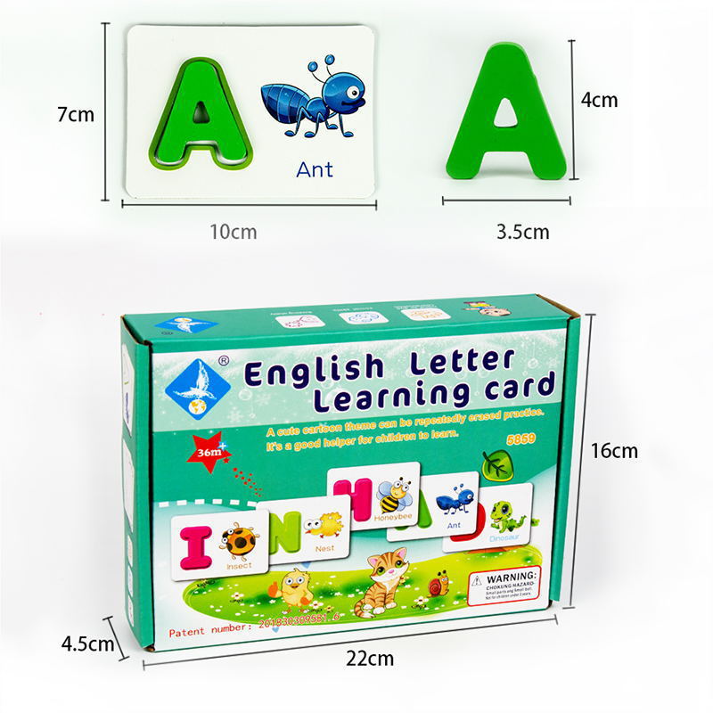 Picture-based handwriting (alphabet cards) wooden children's toy for early education of numbers and letters, suitable for boys and girls aged 1-3.