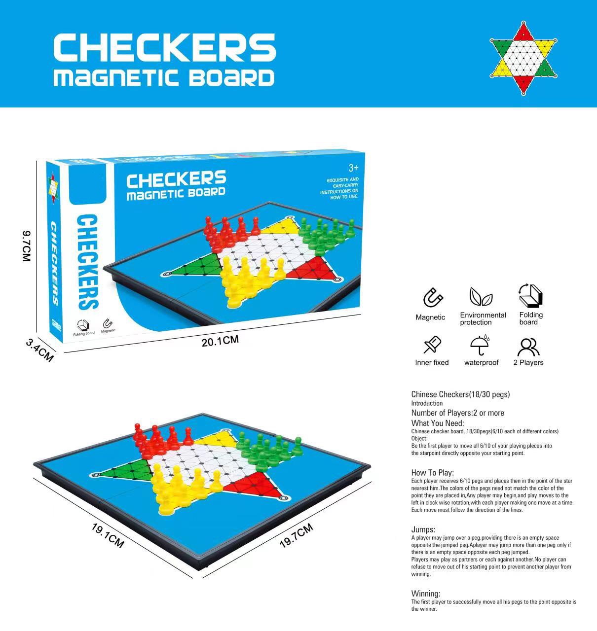 Popular Foldable Magnetic Snake Ladder Chess Dice Chess Chinese Checkers 64-Grid International Checkers Backgammon Tabletop Game Toy