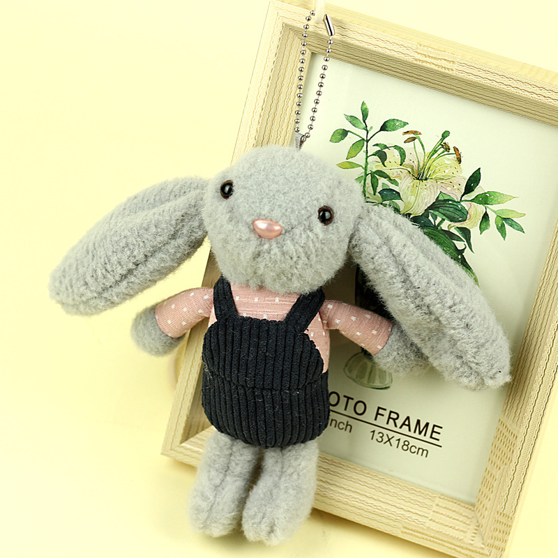 New 16CMoveralls long-eared rabbit plush pendant keychain