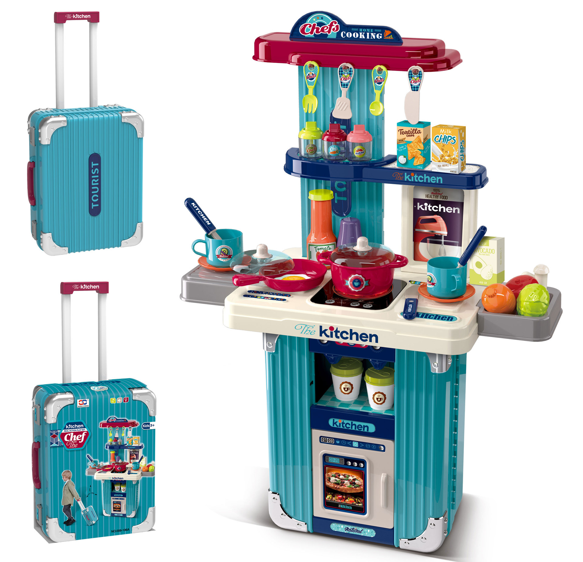 Children's Pretend Play Trolley Suitcase: Kitchen, Makeup, and Medical Tool Sets