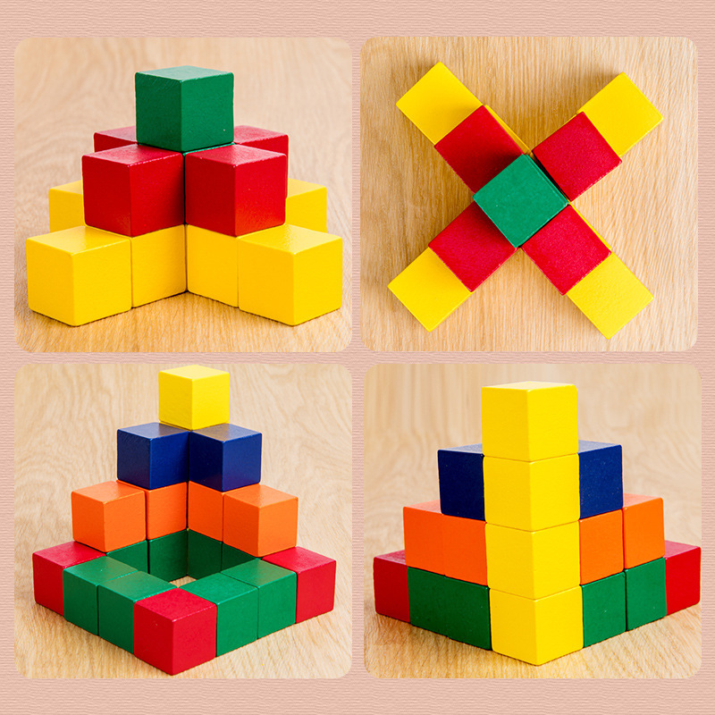 3D cube spatial reasoning building blocks for early childhood education, educational toys for children, wooden toys to enhance intelligence