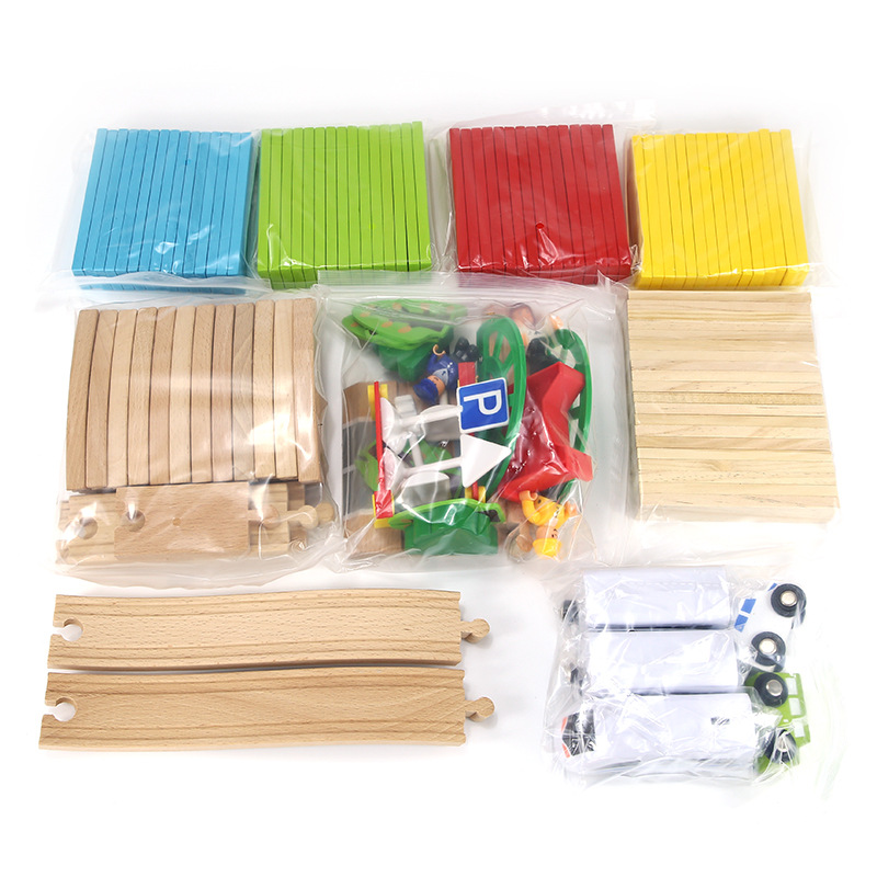 Archimedes Children's Beechwood 121-Piece Building Block Track