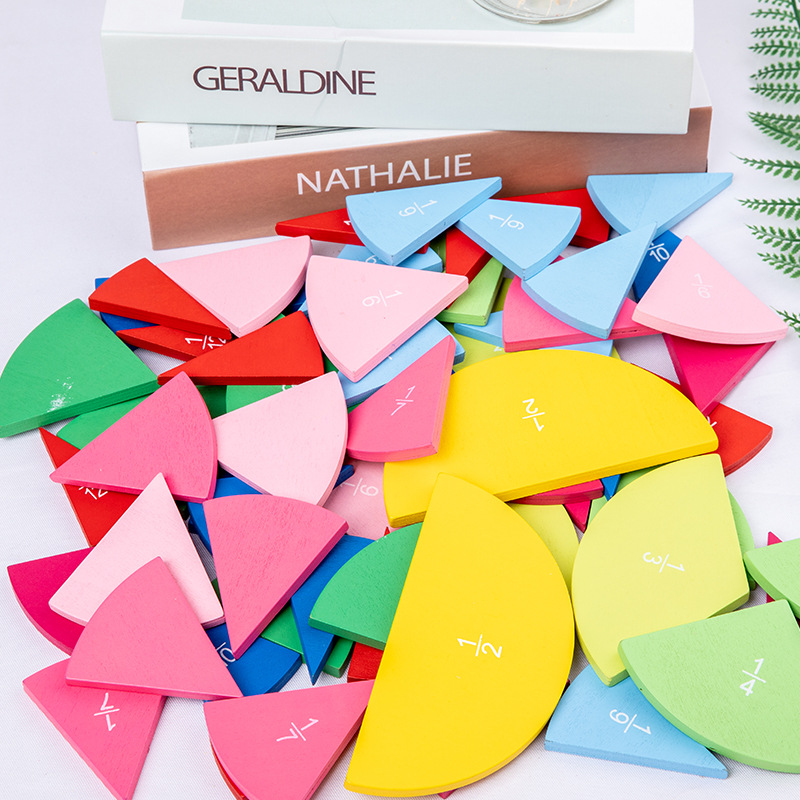 Montessori early education toys for toddlers, geometric shapes, equal-quantity combination fraction plate, baby puzzle toys.