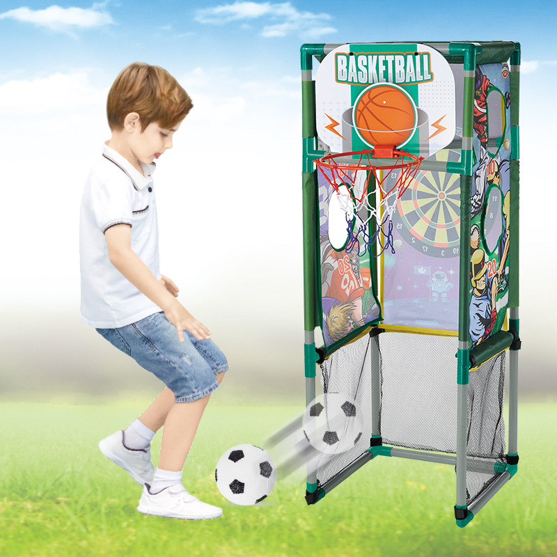 Children's soccer, rugby, throwing target, beanbag throwing, 5-in-1 multi-functional basketball hoop outdoor sports toy