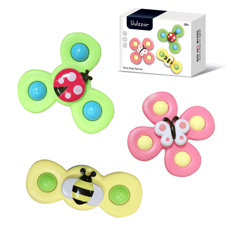 Hot-selling suction cup spinning insect rattle baby soothing Montessori early education toy