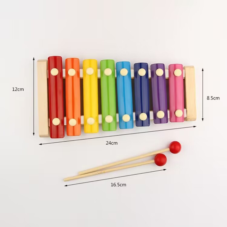 Wooden xylophone for infants and toddlers, an educational musical instrument toy for babies aged 1-2-3 years old.