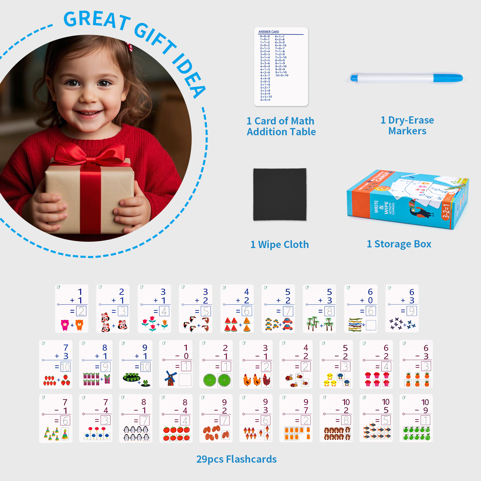Early childhood education letter recognition flashcards, writing practice, dry erasing design, double-sided reusable educational toy