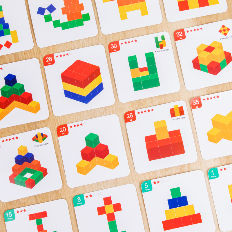 3D cube spatial reasoning building blocks for early childhood education, educational toys for children, wooden toys to enhance intelligence