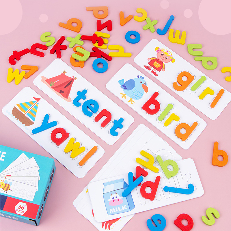 Wooden children's early education spelling game, English alphabet recognition, kindergarten enlightenment puzzle