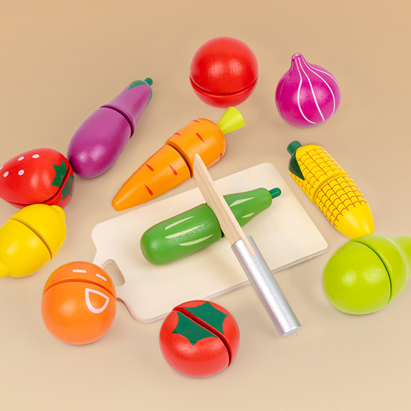 Bestselling CPC wooden simulation playhouse toy for infants and children, featuring fruits, vegetables, and kitchen cutting. It's an early education and educational toy.