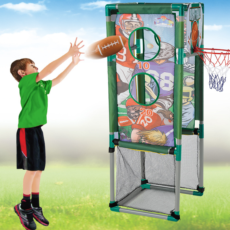 Children's soccer, rugby, throwing target, beanbag throwing, 5-in-1 multi-functional basketball hoop outdoor sports toy