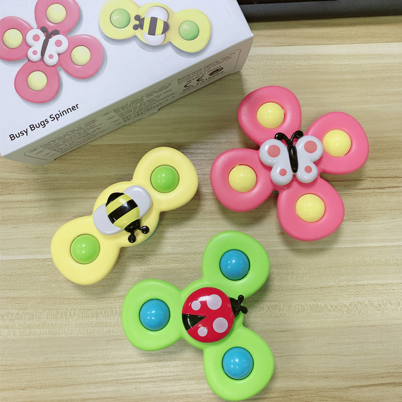 Hot-selling suction cup spinning insect rattle baby soothing Montessori early education toy