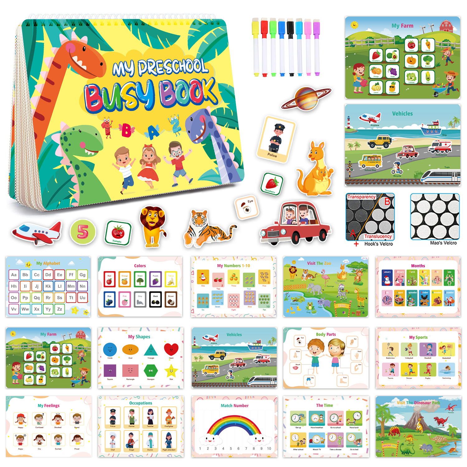 Busy Book for Children, Early Childhood Education, Body Structure Recognition, Quiet Book