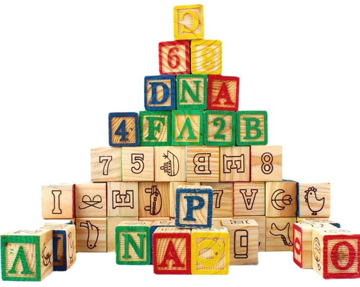 27-Piece Printed English Alphabet Building Block Box, English Learning Building Blocks, Children's Educational Toy, Wooden Toy