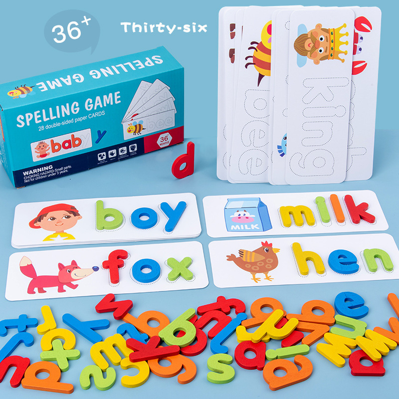Wooden children's early education spelling game, English alphabet recognition, kindergarten enlightenment puzzle