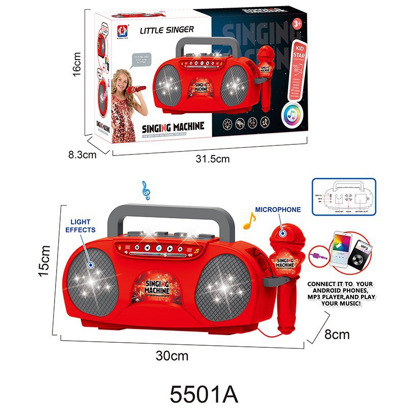 Children's microphone toy, light-up karaoke machine with microphone