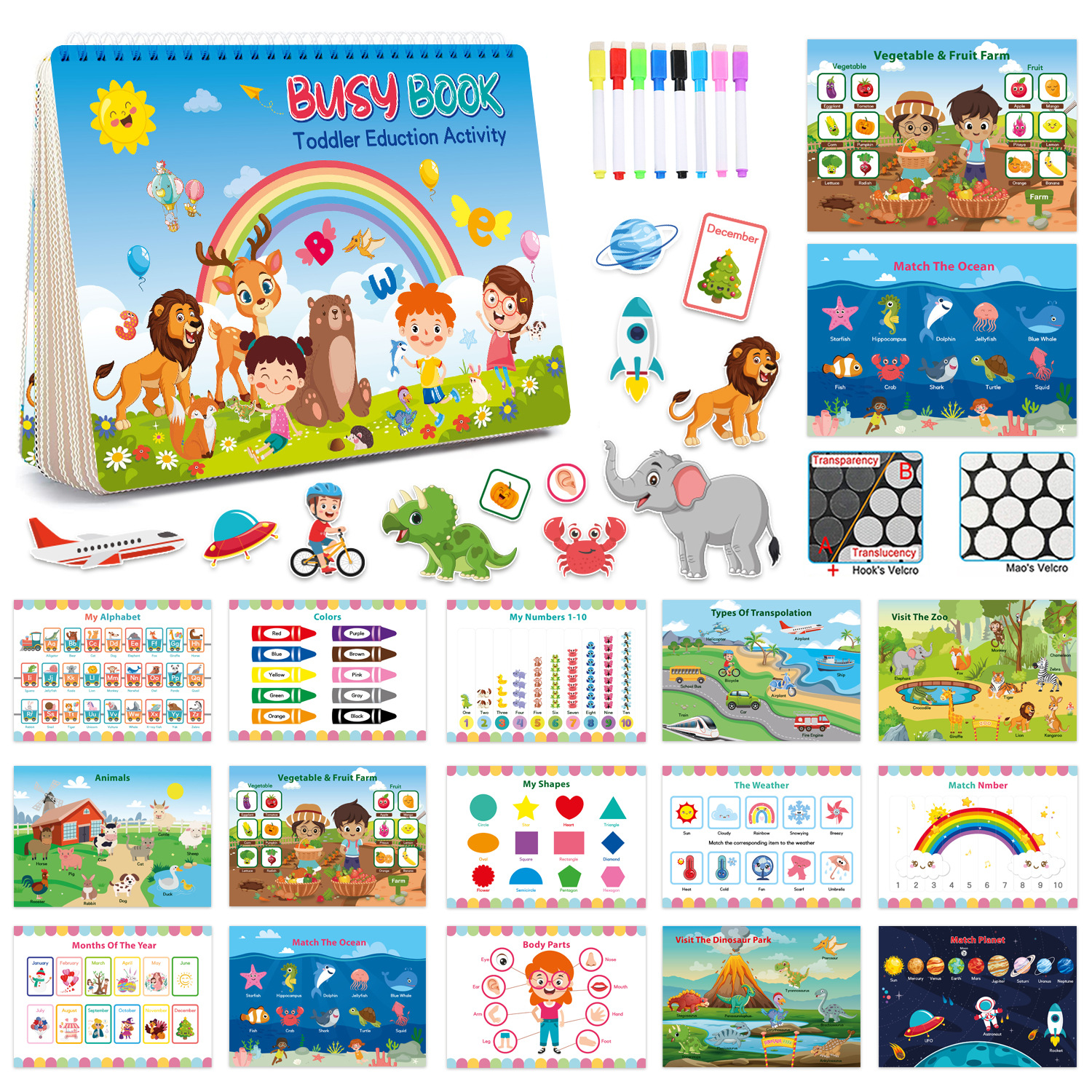 Busy Book for Children, Early Childhood Education, Body Structure Recognition, Quiet Book