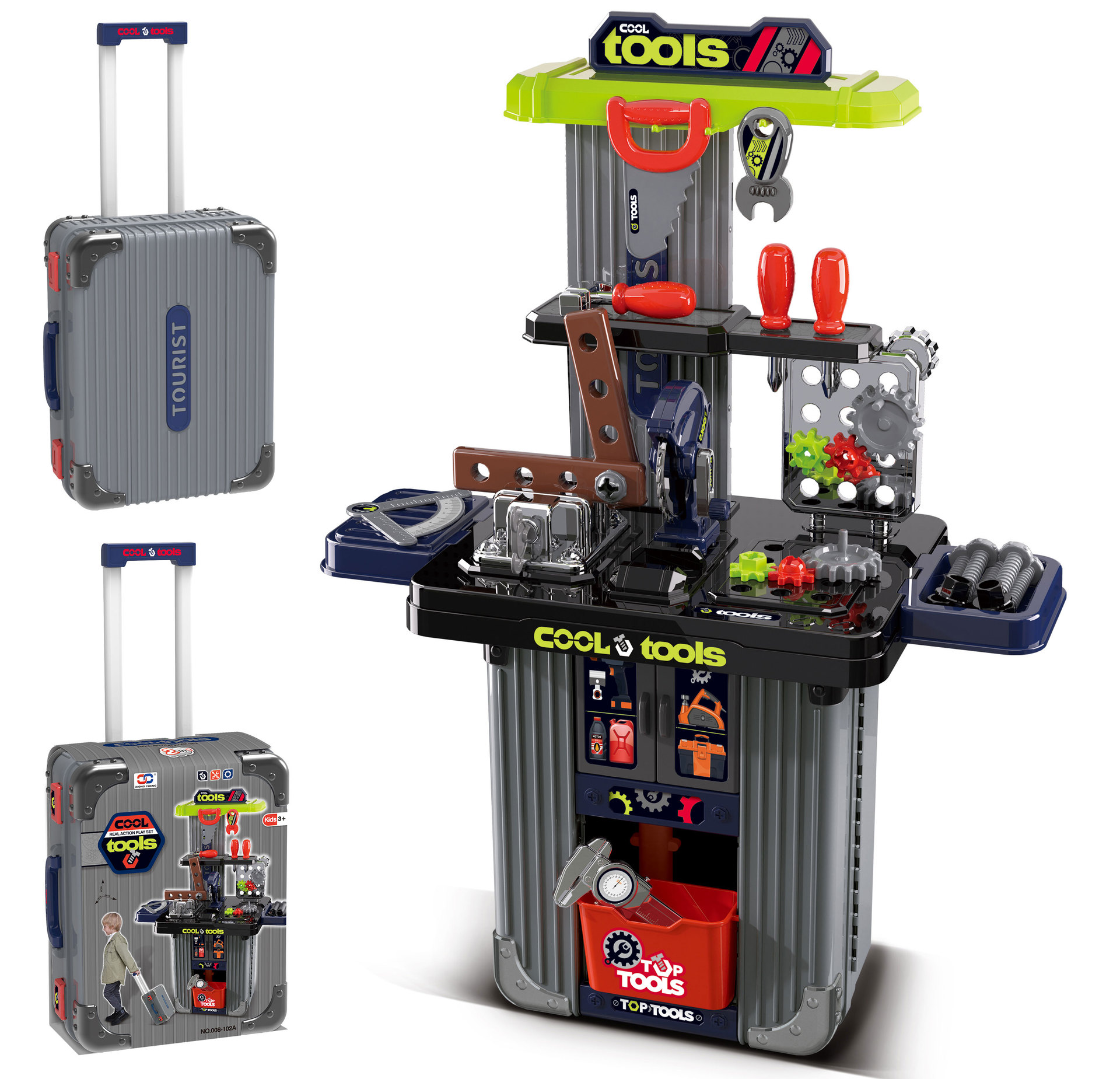 Children's Pretend Play Trolley Suitcase: Kitchen, Makeup, and Medical Tool Sets