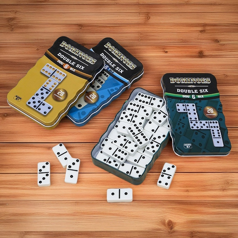 Iron box dominoes Brazilian domino 28 dominoes board game toy