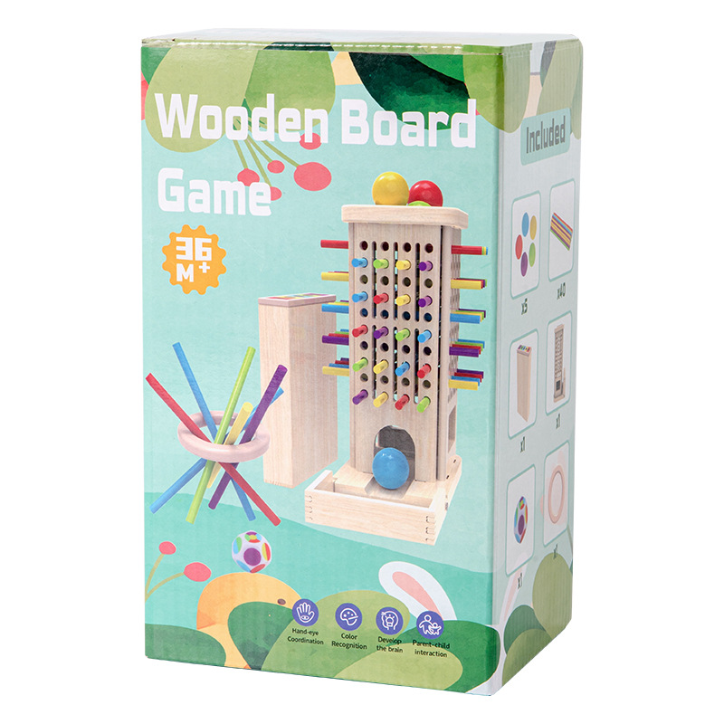 Pulling wooden sticks is an educational and interactive board game for children that trains their thinking skills.