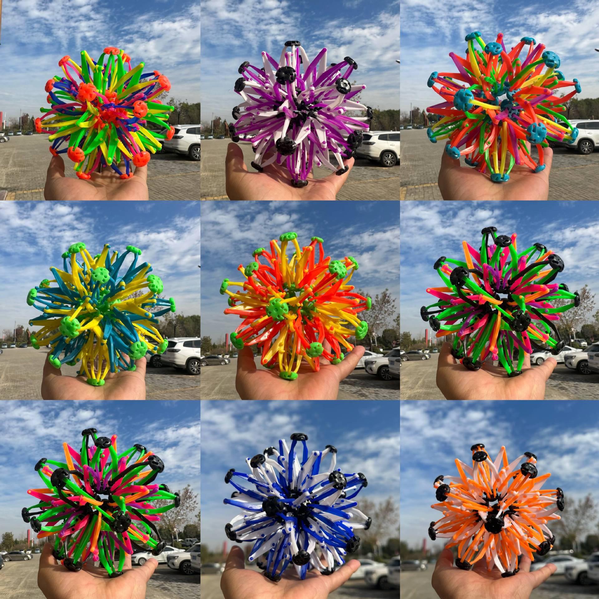 Hot sale children's luminous magic telescopic ball blooming ball hand grab foot kick blooming ball to make it bigger and smaller