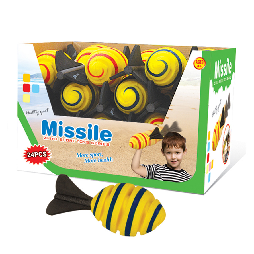 New Rainbow Missile PU Bullet Head with Whistle Parent-child Interactive Game Outdoor Hand Throwing Beach Flying Children's Toy