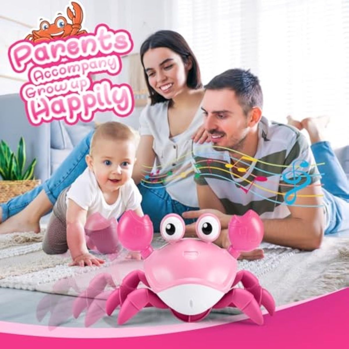 Electric crawling crab self-sensing baby sensory toys (upgraded speed-adjustable rechargeable model)