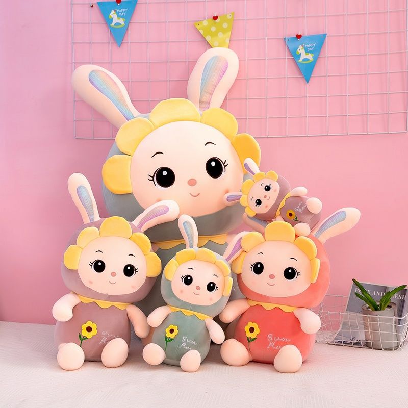 Hot sale long ear sun rabbit doll plush doll rabbit rag doll
