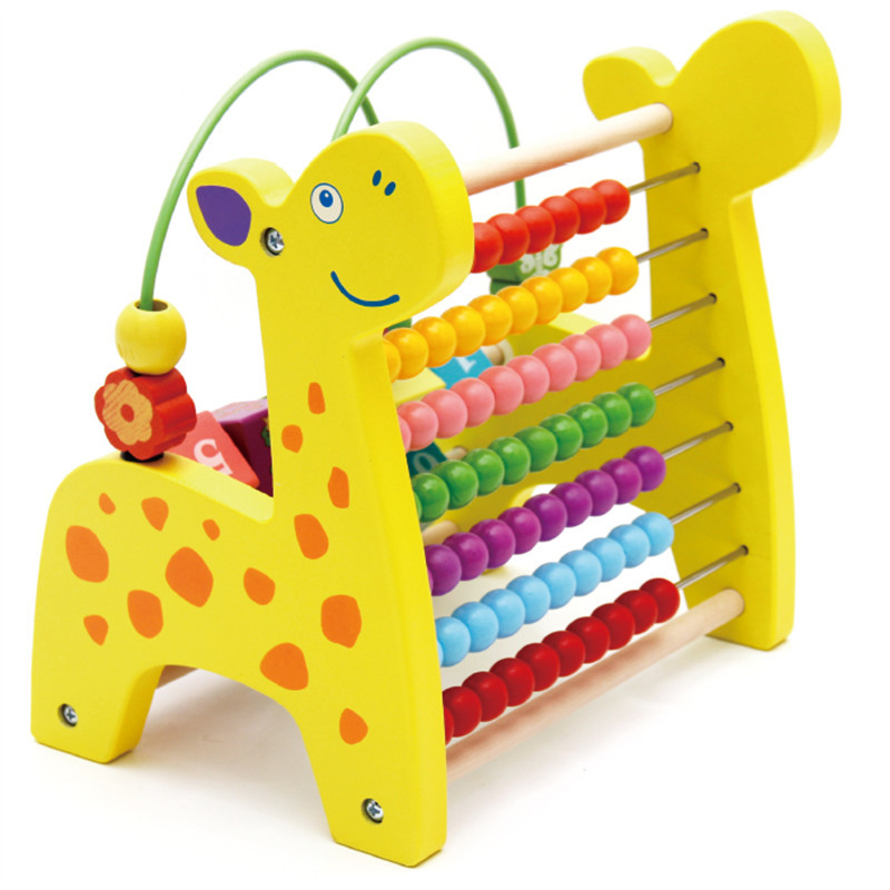 Wooden multifunctional deer knocking piano beaded beaded calculation rack flip rack three-in-one children's early education educational toy