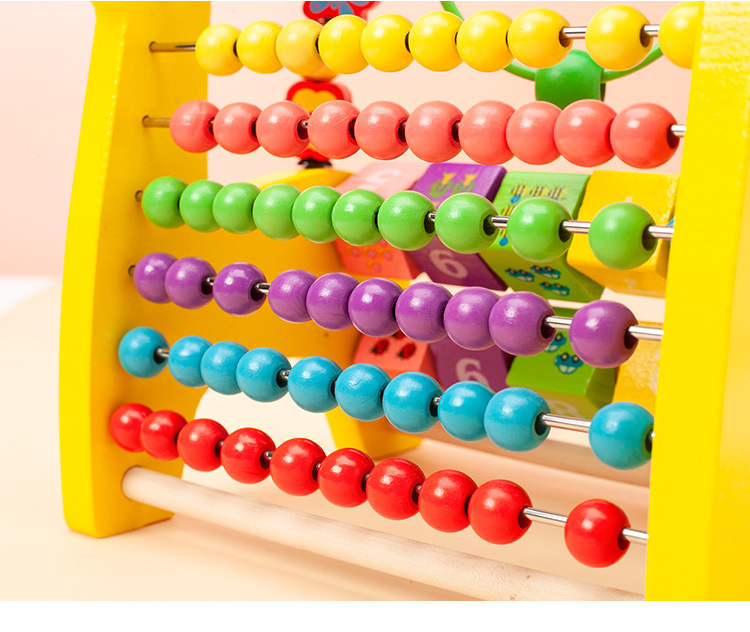 Wooden multifunctional deer knocking piano beaded beaded calculation rack flip rack three-in-one children's early education educational toy