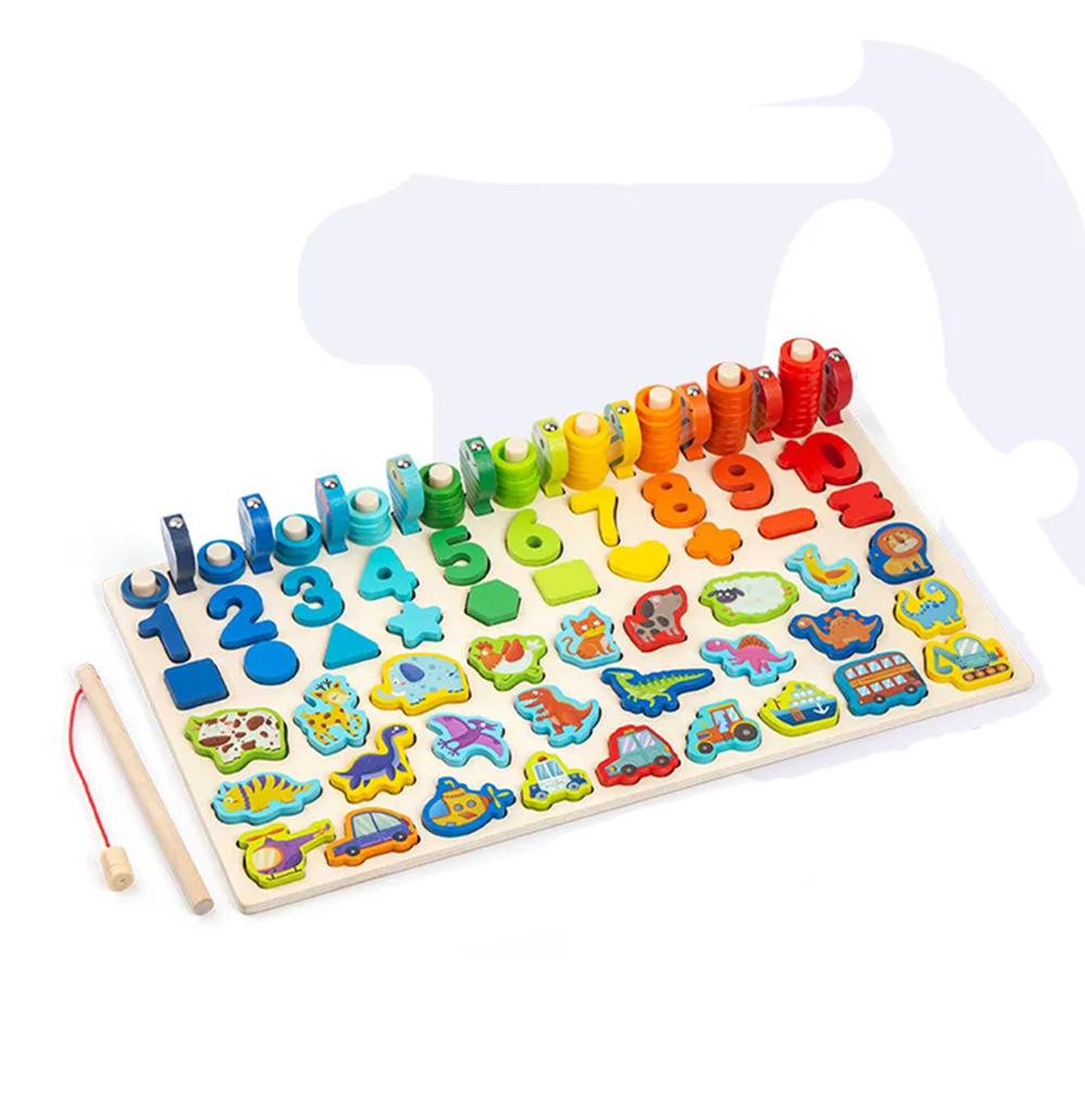 Hot selling children's magnetic fishing puzzle development puzzle building blocks early education, traffic dinosaur animal logarithm board