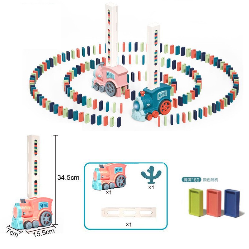 Hot selling domino train children's educational toys net celebrity automatic card placement building blocks