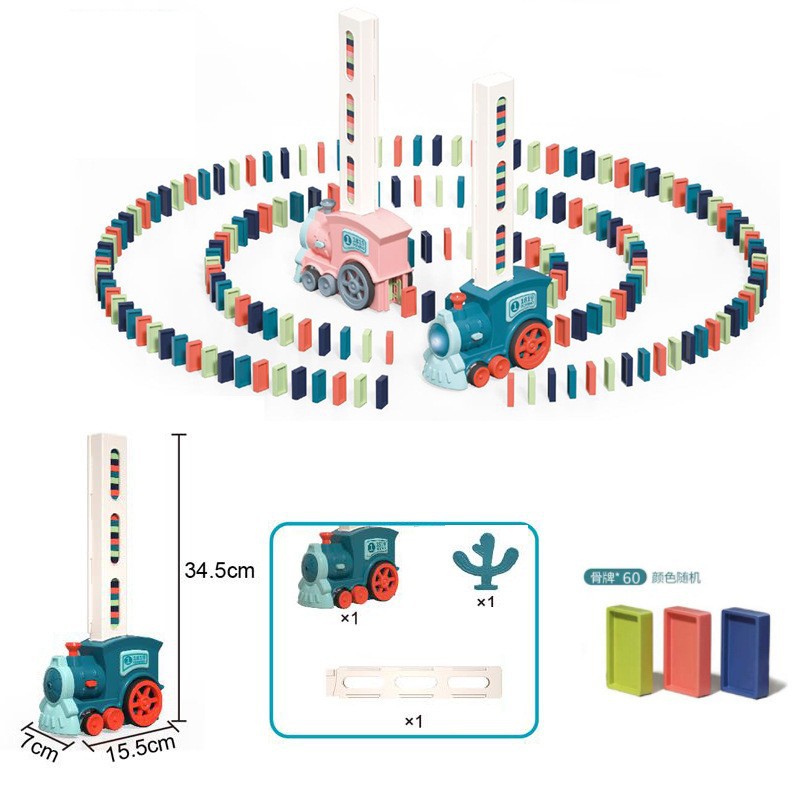 Hot selling domino train children's educational toys net celebrity automatic card placement building blocks