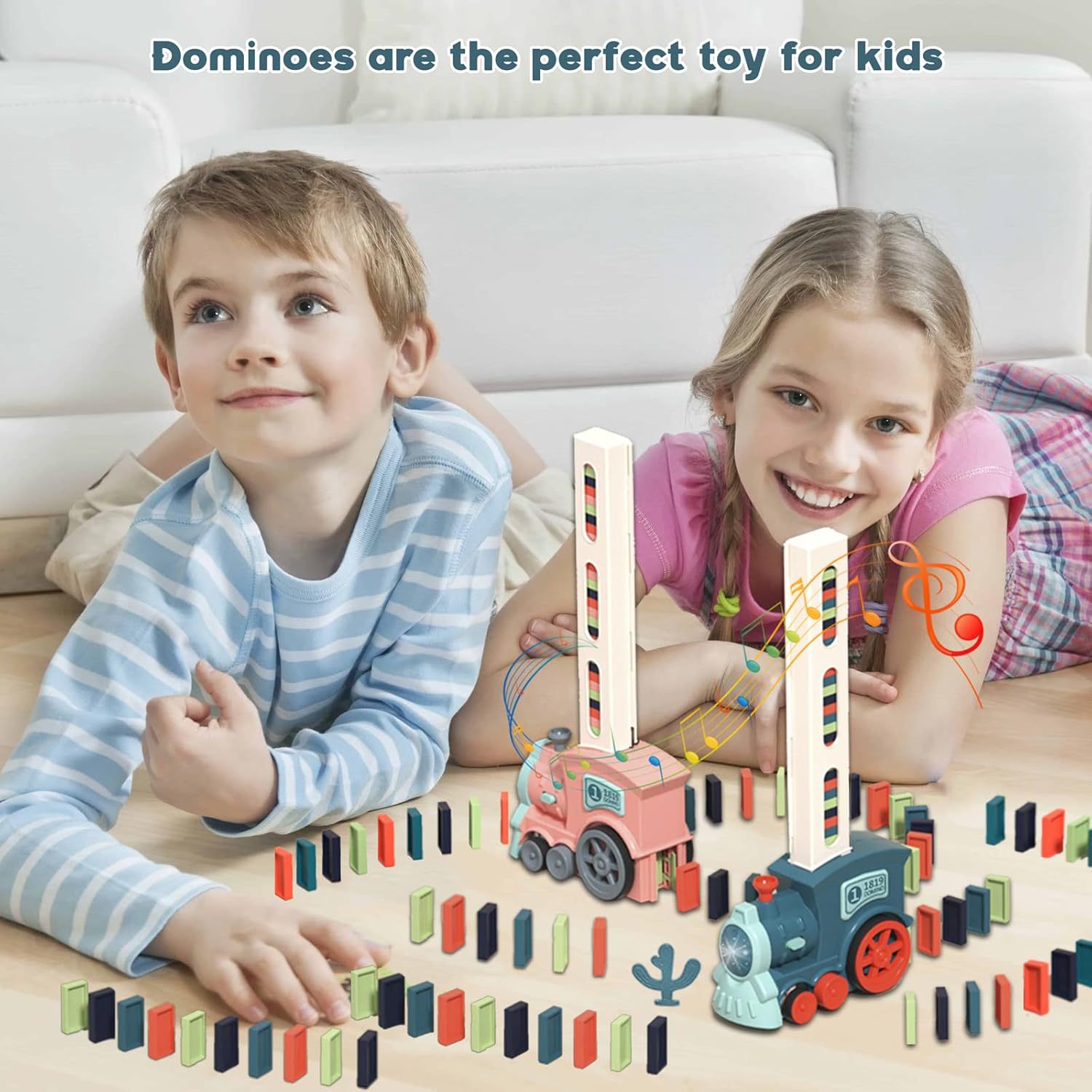 Hot selling domino train children's educational toys net celebrity automatic card placement building blocks