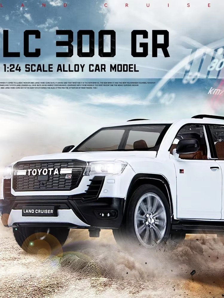1:24 Toyota Land Cruiser LC300 GR -Alloy car model, high simulation vehicle, sound lights, pressure melting, car collection, children's toy