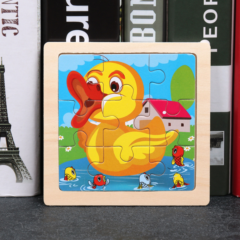 Wooden Enlightenment Cartoon 9-piece Jigsaw Puzzle