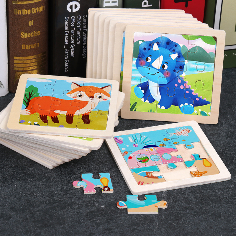 Wooden Enlightenment Cartoon 9-piece Jigsaw Puzzle