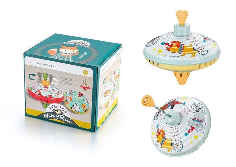 Popular children's iron hand-pressed spinning top educational animal world Christmas theme