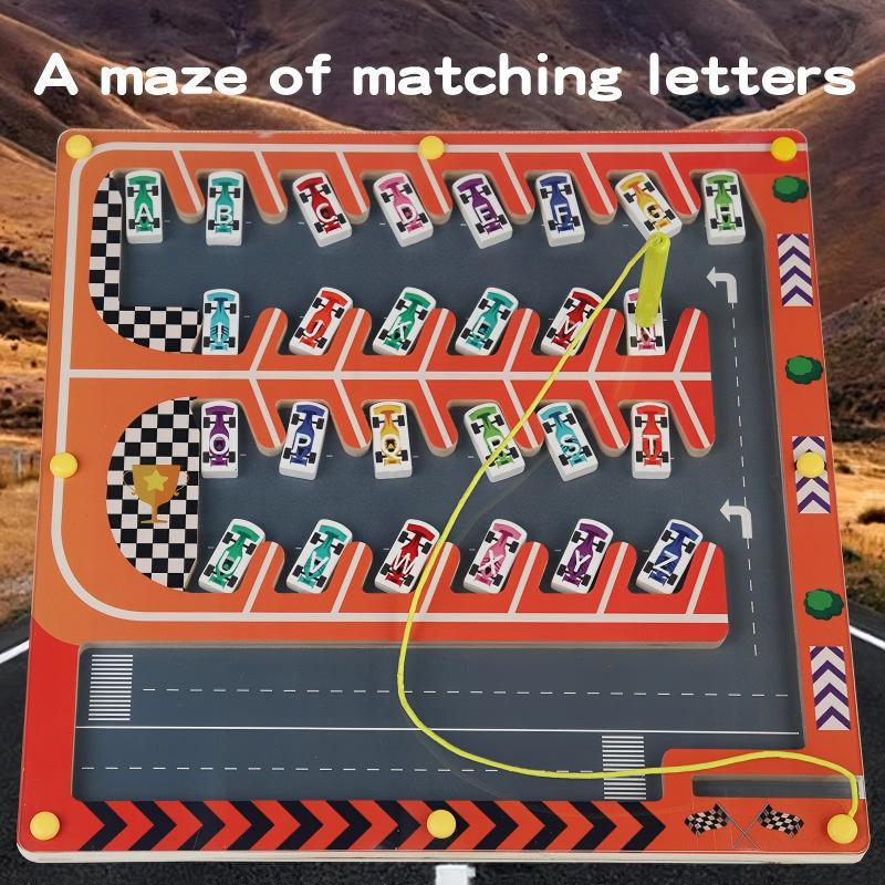 Hot selling magnetic parking lot matching toys with letters, pen and color classification, children's matching, concentration, magnetic maze and ball