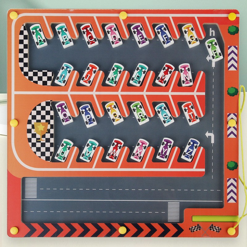 Hot selling magnetic parking lot matching toys with letters, pen and color classification, children's matching, concentration, magnetic maze and ball