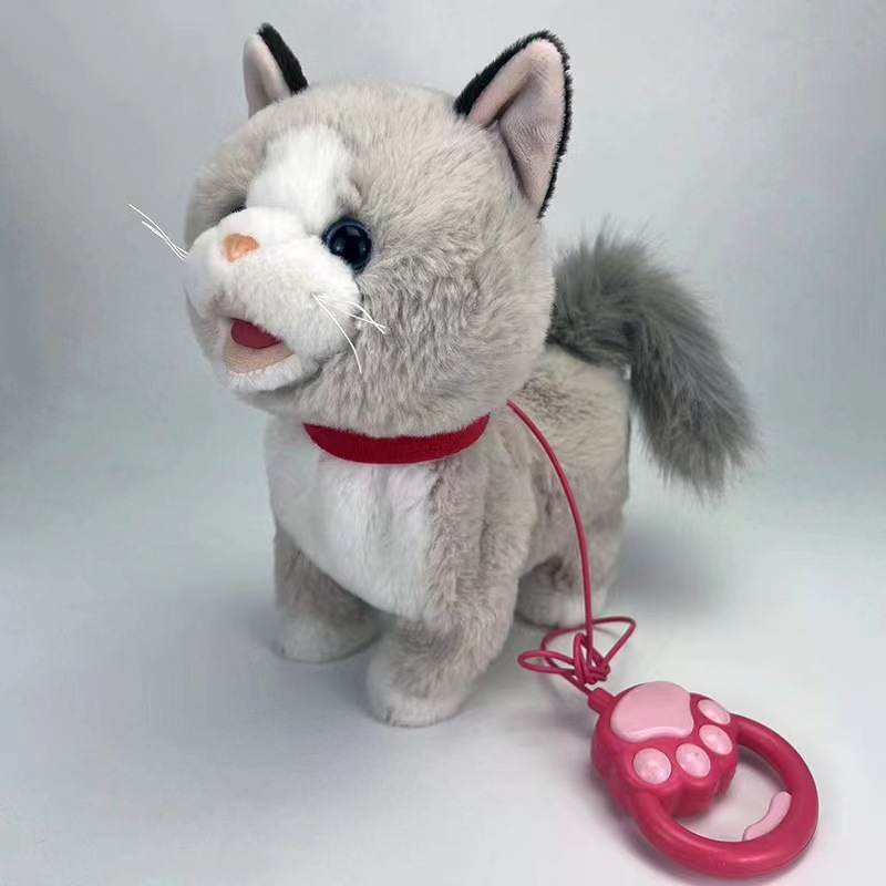 Electric plush toy cat can walk, sing, nod, touch and meow, simulate tongue sticking out kitten