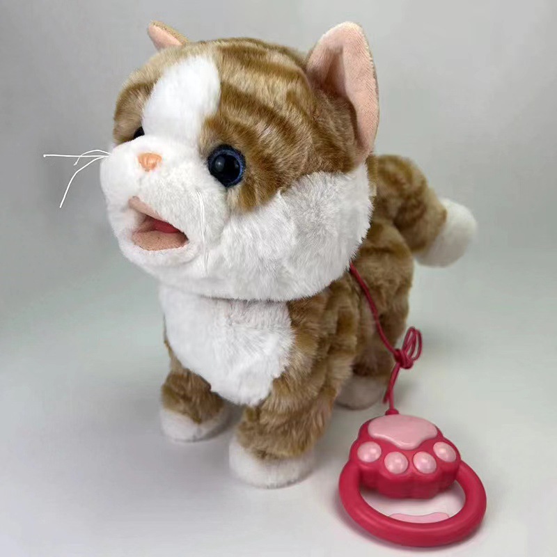 Electric plush toy cat can walk, sing, nod, touch and meow, simulate tongue sticking out kitten