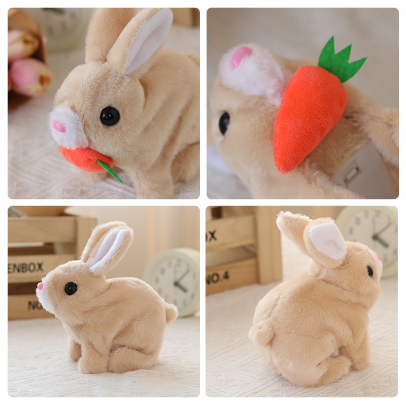 Hot-selling simulation electric carrot rabbit can walk, call and shake ears plush toy