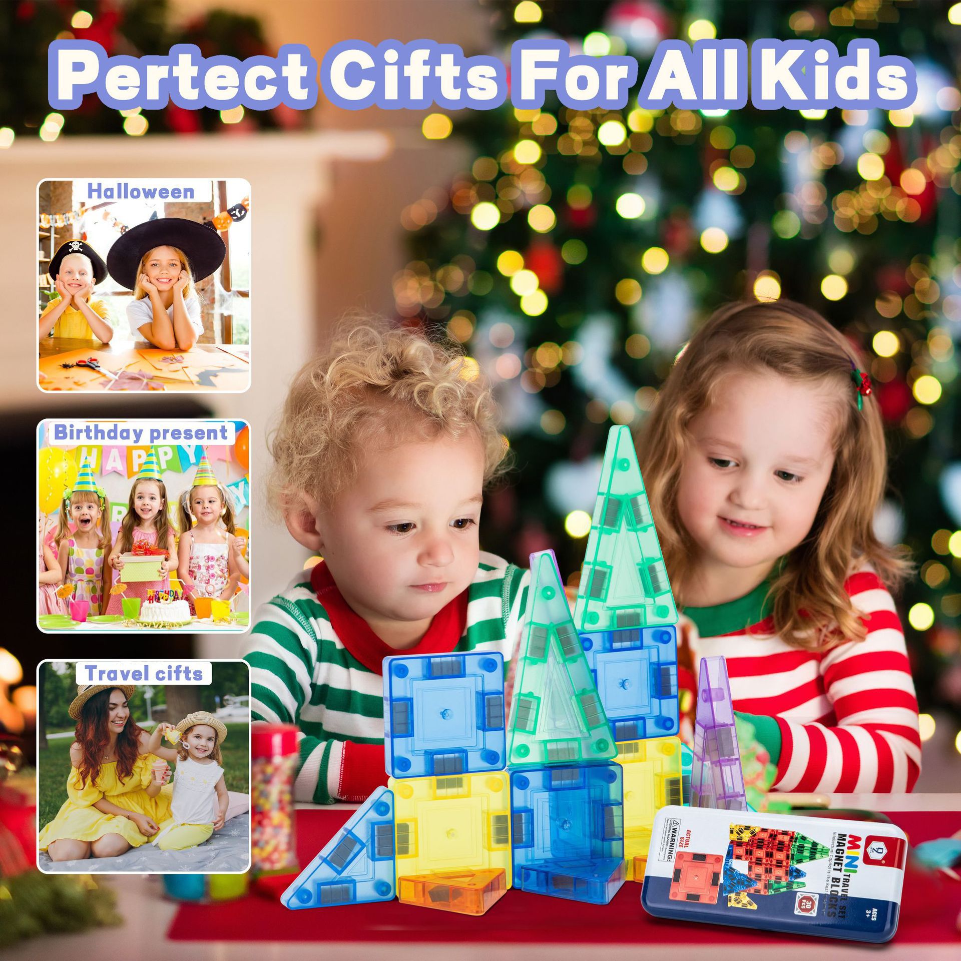 3.75cm Magnetic Tiles Portable Storage Colourful Window Magnetic Iron Box Set Magnetic Educational Toy